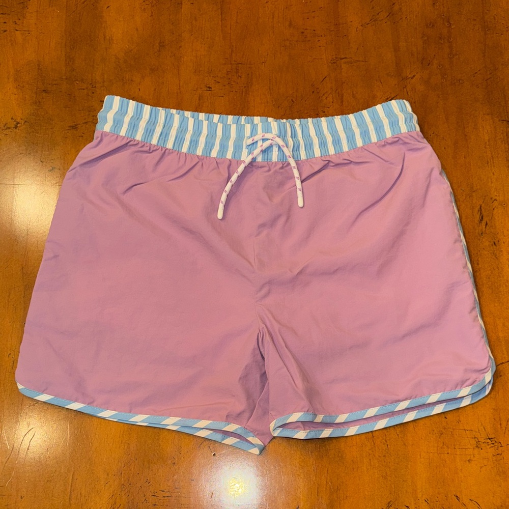 NWT TBBC Tanner Trunks - Valley High Violet with Sarasota Sky Stripe - 12 $ firm